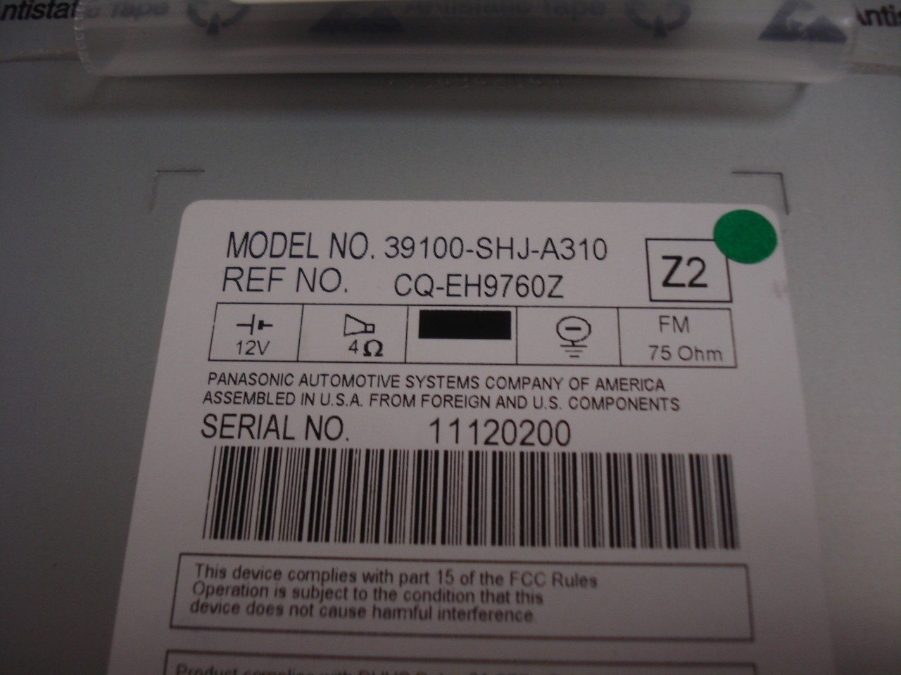 2000 Honda odyssey radio code error #6