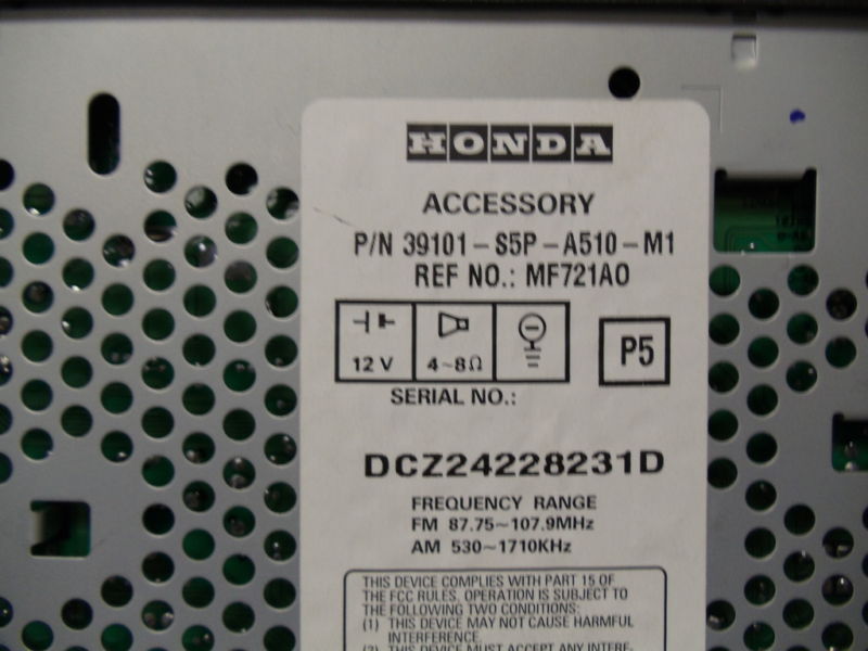 2008 Honda civic radio code error e